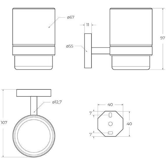 Стакан для зубных щеток Cezares Relax RELAX-TUMS-BORO, цвет брашированное золото фото 3