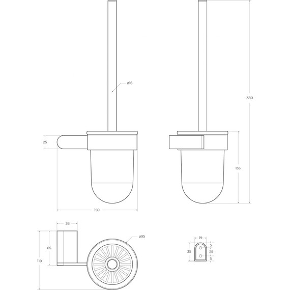 Ёршик для унитаза Cezares Stylus STYLUS-TBS-V-NOP, цвет чёрный матовый фото 2