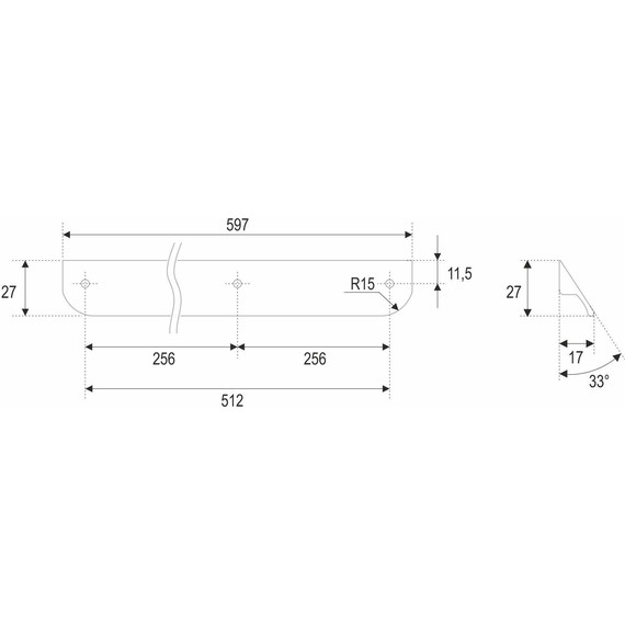 Ручка для мебельной тумбы Cezares Eco 60 см RS156BL.3/512	(1 шт) чёрный матовый фото 4