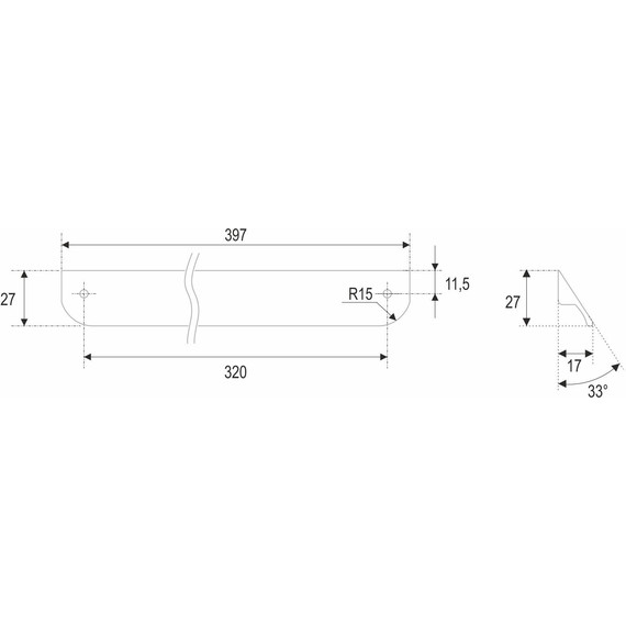 Ручка для мебельной тумбы Cezares Eco 40 см RS156SG.3/320 (1 шт) сатиновое золото фото 4