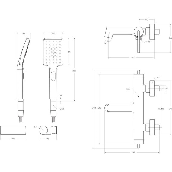 Смеситель для ванны BelBagno ACQUA-VASM/DFS-CRM фото 2