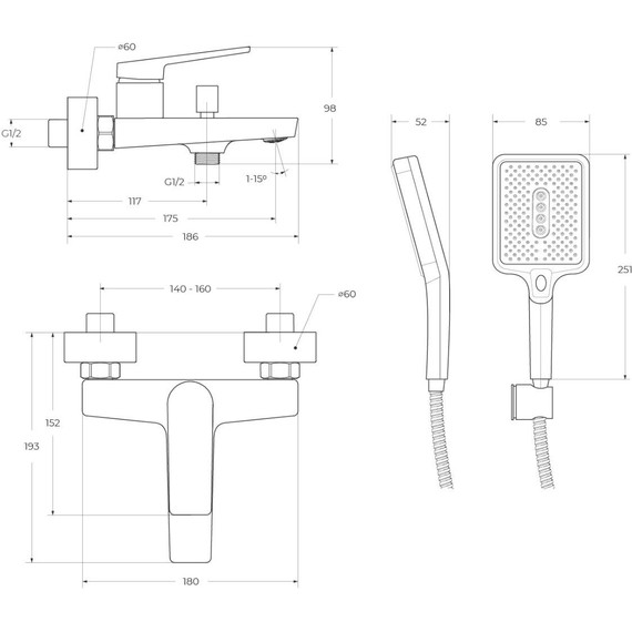Смеситель для ванны BelBagno ARDENTE-VASM-CRM фото 4