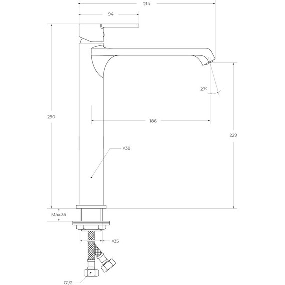 Смеситель для раковины высокий BelBagno AURORA-LMC-CRM-W0 фото 8