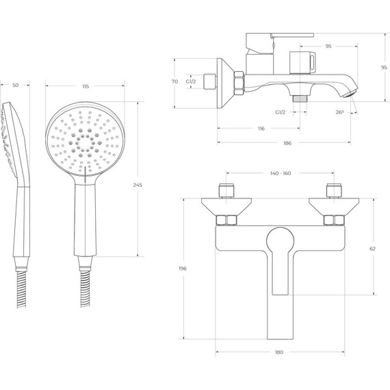 Смеситель для ванны BelBagno AURORA-VASM-CRM - 10 Смеситель для ванны BelBagno AURORA-VASM-CRM фото 10
