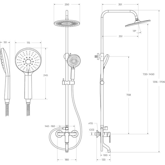 Душевая стойка BelBagno AURORA-VSCM-CRM - 10 Душевая стойка BelBagno AURORA-VSCM-CRM фото 10