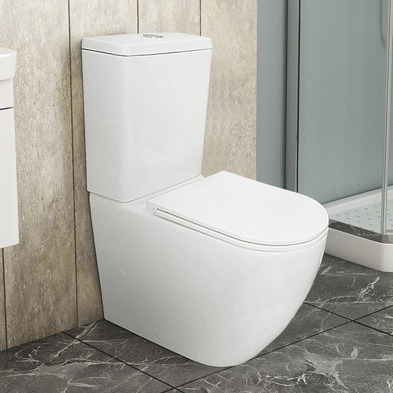 Унитаз-компакт безободковый Azario Grado AZ-2141 UQ1 с крышкой микролифт фото 2