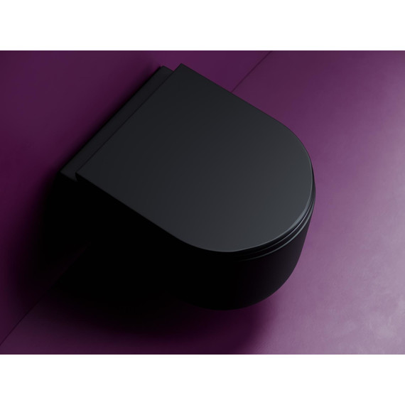 Унитаз подвесной безободковый ceramicanova Ulma CN4006TMB с тонкой крышкой микролифт, чёрный матовый, Цвет производителя: чёрный матовый - 5 Унитаз подвесной безободковый ceramicanova Ulma CN4006TMB с тонкой крышкой микролифт, чёрный матовый, Цвет производителя: чёрный матовый фото 5