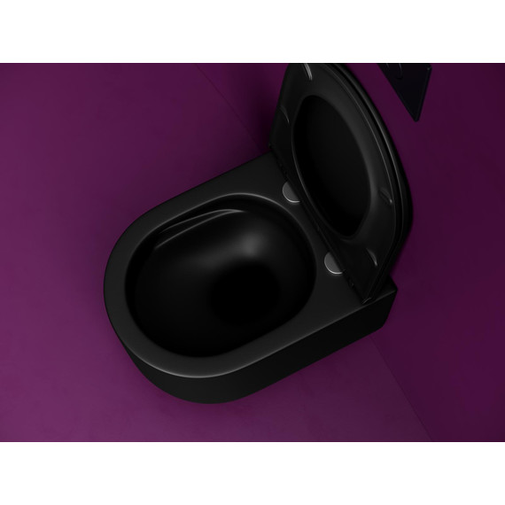 Унитаз подвесной безободковый ceramicanova Ulma CN4006TMB с тонкой крышкой микролифт, чёрный матовый, Цвет производителя: чёрный матовый - 7 Унитаз подвесной безободковый ceramicanova Ulma CN4006TMB с тонкой крышкой микролифт, чёрный матовый, Цвет производителя: чёрный матовый фото 7