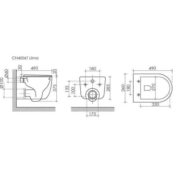 Унитаз подвесной безободковый ceramicanova Ulma CN4006TMB с тонкой крышкой микролифт, чёрный матовый, Цвет производителя: чёрный матовый - 10 Унитаз подвесной безободковый ceramicanova Ulma CN4006TMB с тонкой крышкой микролифт, чёрный матовый, Цвет производителя: чёрный матовый фото 10