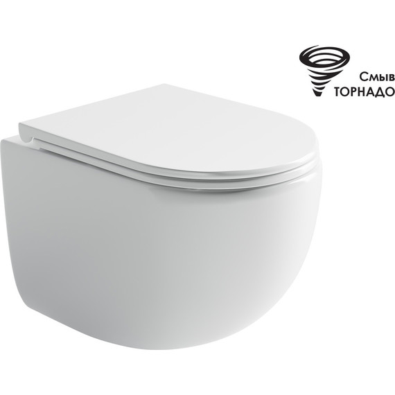 Унитаз подвесной безободковый ceramicanova Up CN4007 с тонкой крышкой микролифт, Цвет производителя: белый фото 