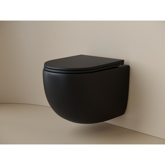 Унитаз подвесной безободковый ceramicanova Up CN4007MB с тонкой крышкой микролифт, чёрный матовый, Цвет производителя: чёрный матовый фото 2