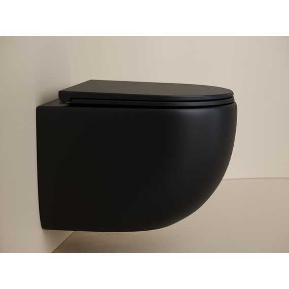 Унитаз подвесной безободковый ceramicanova Up CN4007MB с тонкой крышкой микролифт, чёрный матовый, Цвет производителя: чёрный матовый фото 5