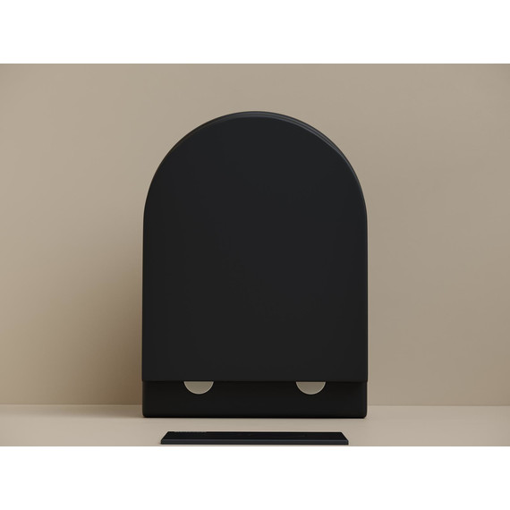 Унитаз подвесной безободковый ceramicanova Up CN4007MB с тонкой крышкой микролифт, чёрный матовый, Цвет производителя: чёрный матовый фото 6