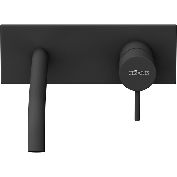Смеситель для раковины настенный Cezares LEAF-BLI1-L-NOP (со скрытой частью) чёрный матовый фото 3