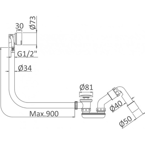 Сифон для ванны Cezares CZR-B-STW-01 - 2 Сифон для ванны Cezares CZR-B-STW-01 фото 2