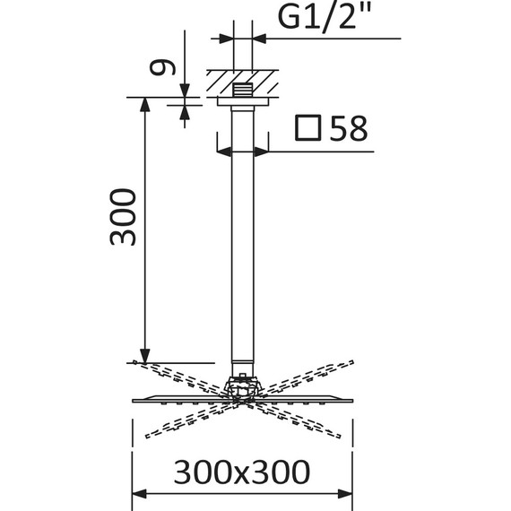 Верхний душ Cezares 300x300 мм CZR-B-TDDQ-30/30-01 фото 2