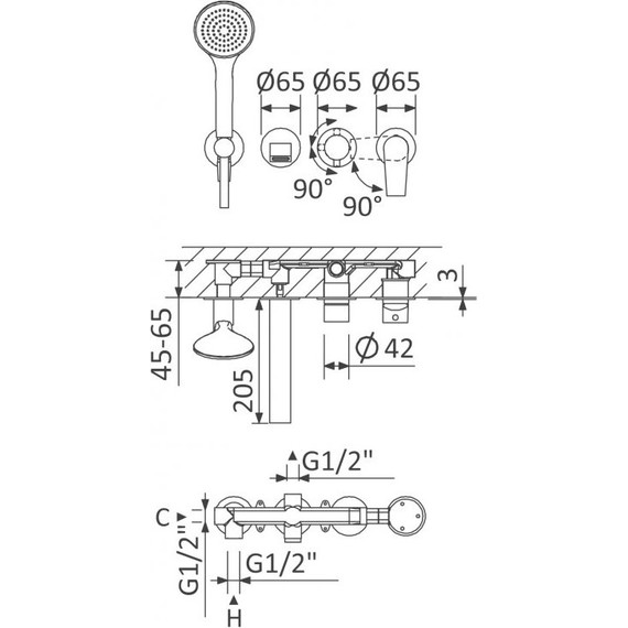 Смеситель для ванны Cezares NAUTIC-VDM3-BIO (со скрытой частью) белый матовый, Цвет производителя: белый матовый фото 2