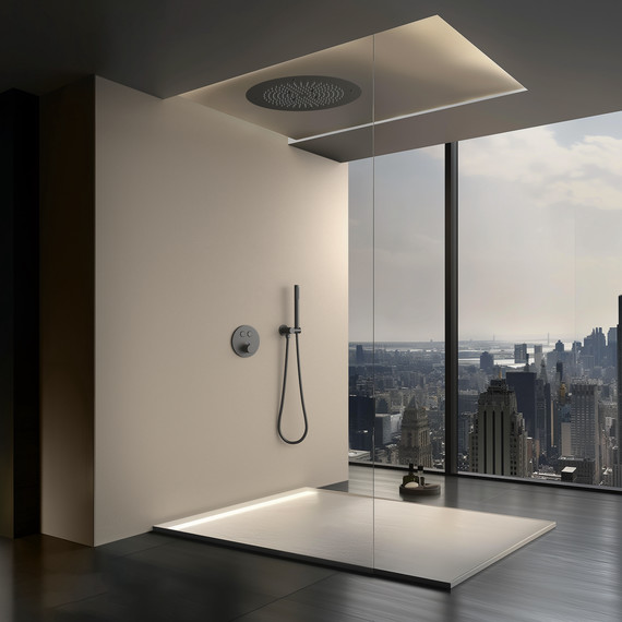 Душевая система для душа с термостатом Timo Saona SX-2370/18SM, чёрное золото (верхний душ 500 мм) - 2 Душевая система для душа с термостатом Timo Saona SX-2370/18SM, чёрное золото (верхний душ 500 мм) фото 2