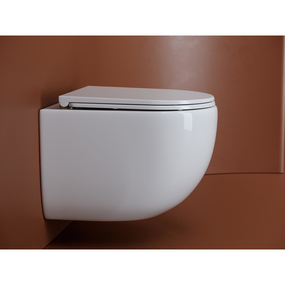 Унитаз подвесной безободковый ceramicanova Up CN4007 с тонкой крышкой микролифт, Цвет производителя: белый фото 3