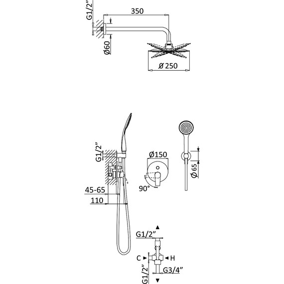 Душевая система для душа Cezares NAUTIC-DSIP-01, Цвет производителя: хром фото 2