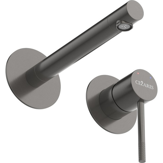 Смеситель для раковины настенный Cezares RELAX-BLI2-2-GM-W0 (со скрытой частью) оружейная сталь, Цвет производителя: оружейная сталь фото 3