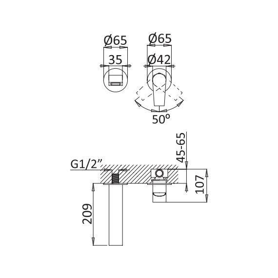Смеситель для раковины настенный Cezares NAUTIC-BLI2-01-W0 (со скрытой частью), Цвет производителя: хром фото 2
