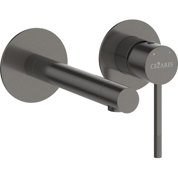 Смеситель для раковины настенный Cezares RELAX-BLI2-2-GM-W0 (со скрытой частью) оружейная сталь, Цвет производителя: оружейная сталь фото 2