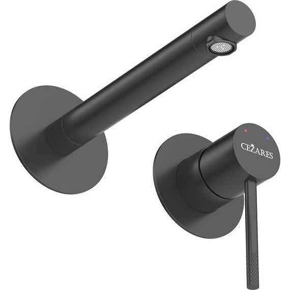 Смеситель для раковины настенный Cezares RELAX-BLI2-2-NOP-W0 (со скрытой частью) чёрный матовый, Цвет производителя: чёрный матовый фото 3