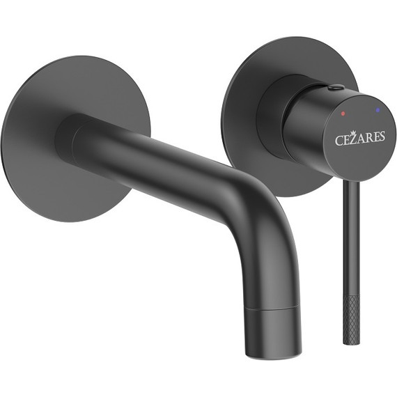 Смеситель для раковины настенный Cezares RELAX-BLI2-1-NOP-W0 (со скрытой частью) чёрный матовый, Цвет производителя: чёрный матовый фото 2