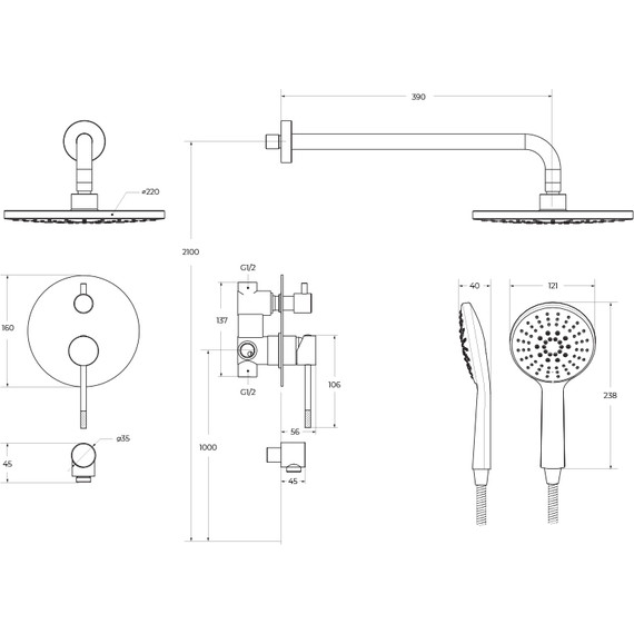 Душевая система для душа Cezares RELAX-DSET-NOP, чёрный матовый, Цвет производителя: чёрный матовый - 7 Душевая система для душа Cezares RELAX-DSET-NOP, чёрный матовый, Цвет производителя: чёрный матовый фото 7