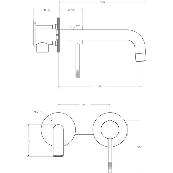 Смеситель для раковины настенный Cezares RELAX-BLI2-1-01-W0 (со скрытой частью), Цвет производителя: хром фото 4