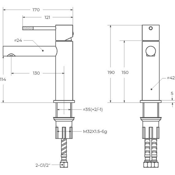 Смеситель для раковины Cezares RELAX-LS2-NOP, чёрный матовый, Цвет производителя: чёрный матовый фото 4