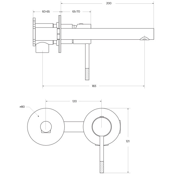 Смеситель для раковины настенный Cezares RELAX-BLI2-2-GM-W0 (со скрытой частью) оружейная сталь, Цвет производителя: оружейная сталь фото 4