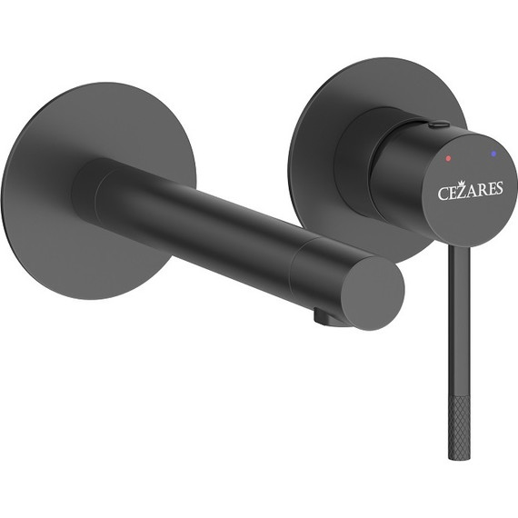 Смеситель для раковины настенный Cezares RELAX-BLI2-2-NOP-W0 (со скрытой частью) чёрный матовый, Цвет производителя: чёрный матовый фото 2