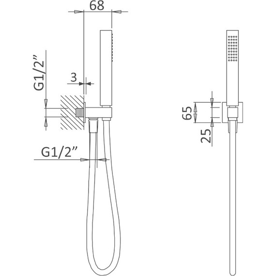 Душевой гарнитур Cezares PORTA-DEFM-NOP, чёрный матовый фото 2