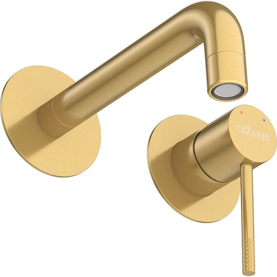 Смеситель для раковины настенный Cezares RELAX-BLI2-1-BORO-W0 (со скрытой частью) брашированное золото, Цвет производителя: брашированное золото фото 3