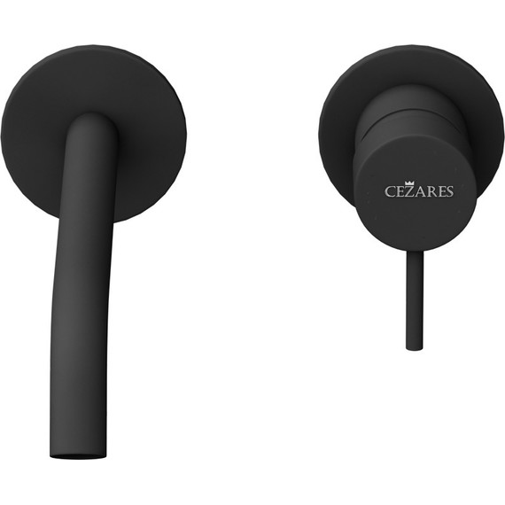 Смеситель для раковины настенный Cezares LEAF-BLI2-20-L-NOP (со скрытой частью) чёрный матовый фото 3