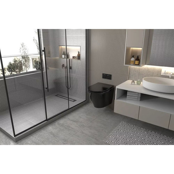 Инсталляция с подвесным унитазом комплект: TECEbase 2.0 9400414 с подвесным безободковым унитазом Abber Bequem AC1102MB сиденье микролифт, крепление, кнопка смыва чёрная матовая - 4 Инсталляция с подвесным унитазом комплект: TECEbase 2.0 9400414 с подвесным безободковым унитазом Abber Bequem AC1102MB сиденье микролифт, крепление, кнопка смыва чёрная матовая фото 4