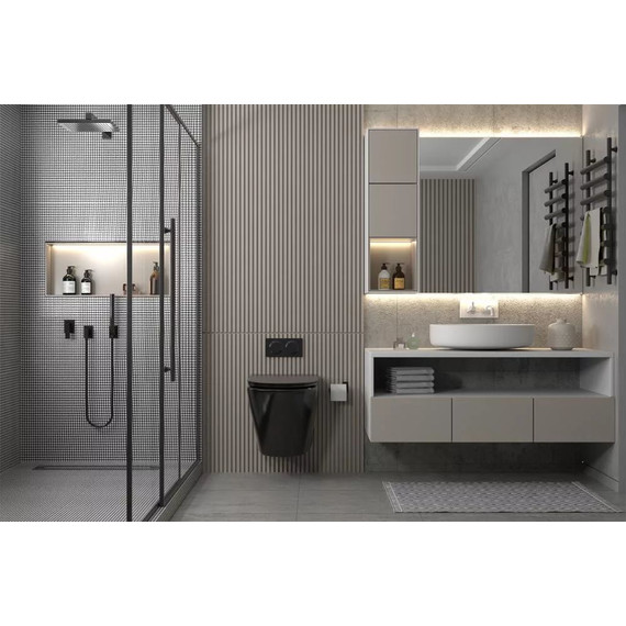 Инсталляция с подвесным унитазом комплект: TECEbase 2.0 9400414 с подвесным безободковым унитазом Abber Bequem AC1102MB сиденье микролифт, крепление, кнопка смыва чёрная матовая - 5 Инсталляция с подвесным унитазом комплект: TECEbase 2.0 9400414 с подвесным безободковым унитазом Abber Bequem AC1102MB сиденье микролифт, крепление, кнопка смыва чёрная матовая фото 5