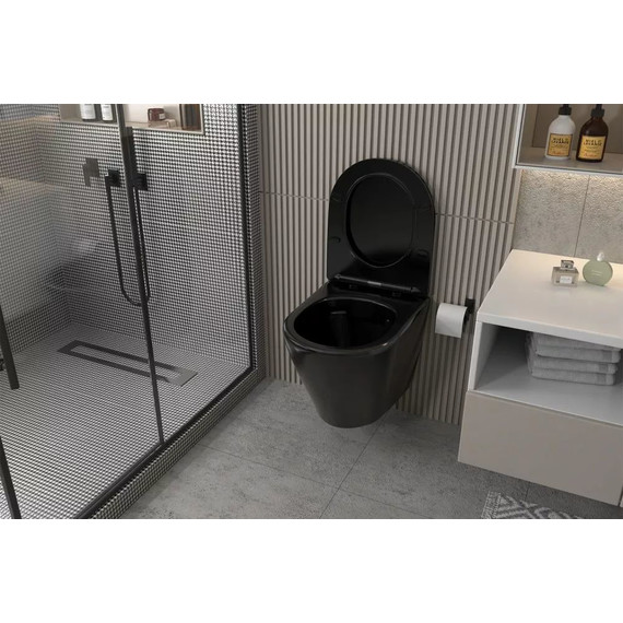 Инсталляция с подвесным унитазом комплект: TECEbase 2.0 9400414 с подвесным безободковым унитазом Abber Bequem AC1102MB сиденье микролифт, крепление, кнопка смыва чёрная матовая - 6 Инсталляция с подвесным унитазом комплект: TECEbase 2.0 9400414 с подвесным безободковым унитазом Abber Bequem AC1102MB сиденье микролифт, крепление, кнопка смыва чёрная матовая фото 6