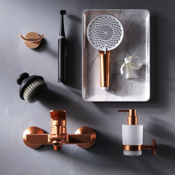 Смеситель для ванны AM.PM X-Joy F85A10044, розовое золото, Цвет производителя: розовое золото фото 5