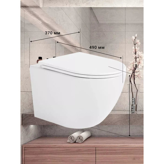 Инсталляция с подвесным унитазом комплект: TECEbase 2.0 9400414 с подвесным безободковым унитазом Sintesi Evi SIN-TS-EVI-152 сиденье микролифт, крепление, кнопка смыва чёрная матовая (система смыва Торнадо) фото 12