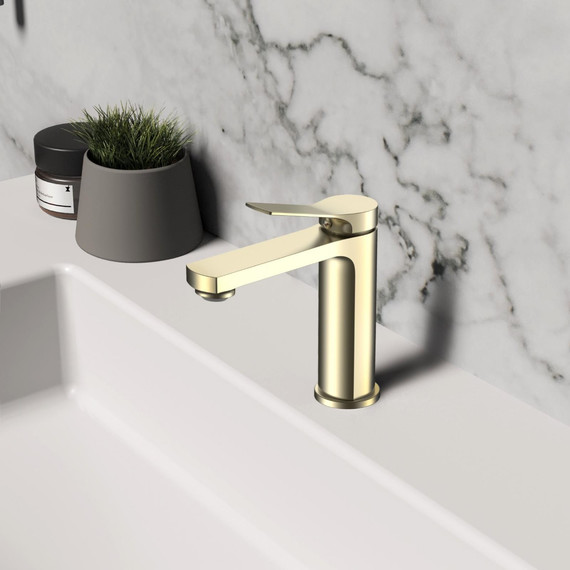 Смеситель для раковины Vincea Arco VBF-4AR01BG, брашированное золото - 2 Смеситель для раковины Vincea Arco VBF-4AR01BG, брашированное золото фото 2