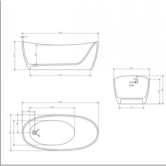Ванна отдельностоящая Solid Surface Vincea 170x80 см VBT-6S03MW, белый матовый фото 6