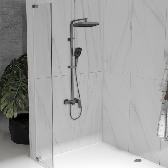 Душевая система для ванны Vincea Cube VSFS-4C12GM, вороненая сталь фото 2