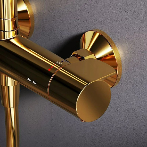 Душевая стойка с термостатом Am.Pm X-Joy F0785A499, золото, Цвет производителя: золото фото 4