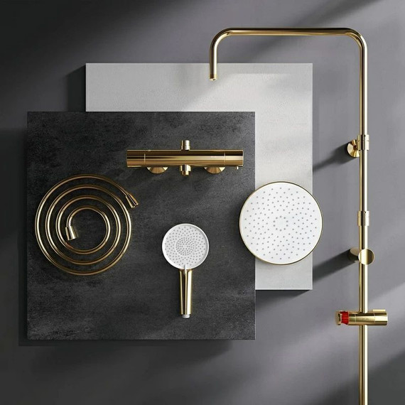 Душевая стойка с термостатом Am.Pm X-Joy F0785A499, золото, Цвет производителя: золото фото 5