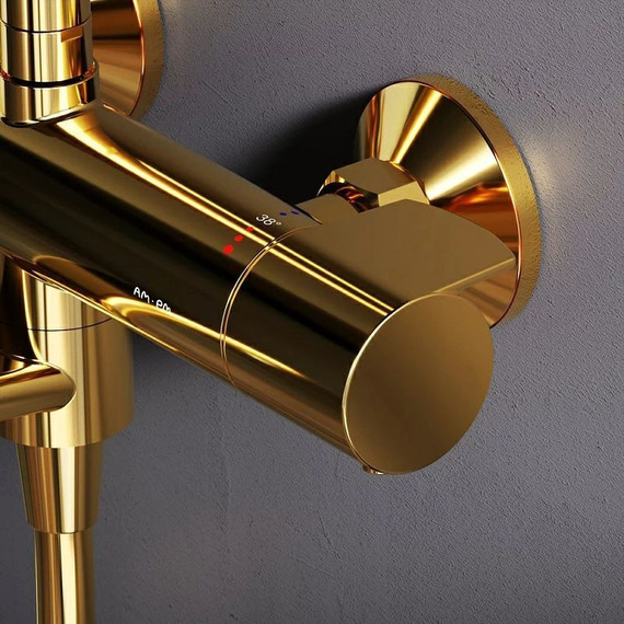 Душевая стойка с термостатом Am.Pm X-Joy F0785A599, золото, Цвет производителя: золото - 4 Душевая стойка с термостатом Am.Pm X-Joy F0785A599, золото, Цвет производителя: золото фото 4