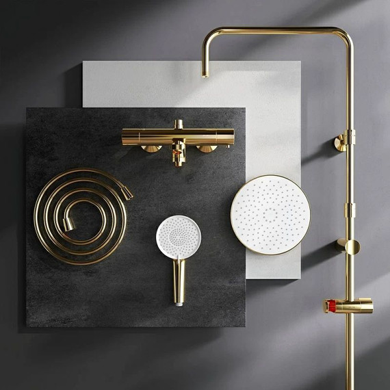 Душевая стойка с термостатом Am.Pm X-Joy F0785A599, золото, Цвет производителя: золото - 5 Душевая стойка с термостатом Am.Pm X-Joy F0785A599, золото, Цвет производителя: золото фото 5