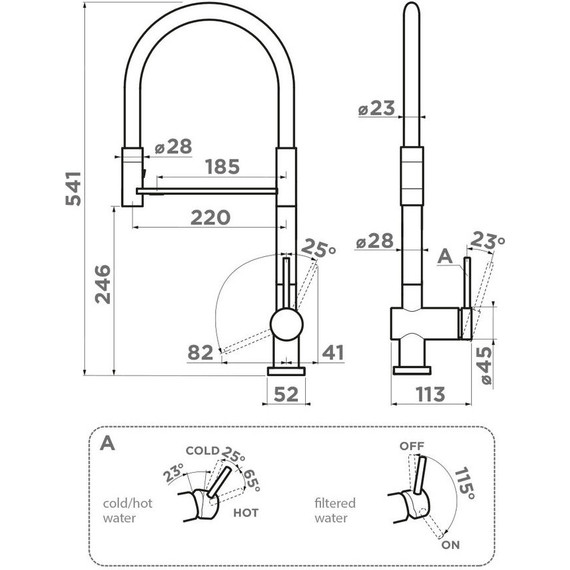 Смеситель для кухни Omoikiri Kanto-2 Plus-SB GB-BL 4994401, графит/чёрный фото 4